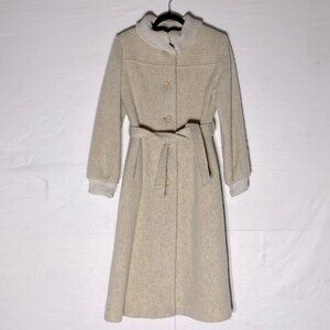 Vintage Irving Posluns Cream Long Wool Overcoat M